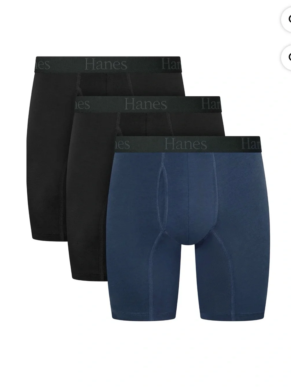 Hanes Men's FlexFit Boxer Briefs - Black and Navy (3-Pack) Size L